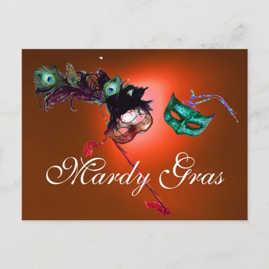 MARDI GRAS MASQUERADE MASKERS gem sinaasappel Briefkaart (Voorkant)