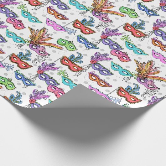 Mardi Gras Masquerade Maskers Heldere Waterverf Cadeaupapier (Hoek)