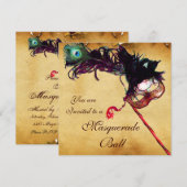 MARDI GRAS MASQUERADE MASKERS Klasse Parchment Kaart (Voorkant / Achterkant)