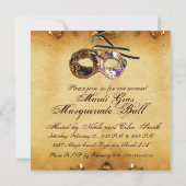 MARDI GRAS MASQUERADE MASKERS Klasse Perkament Kaart (Achterkant)