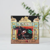 MARDI GRAS MASQUERADE MASKERS POPPENTHEATER PODIUM KAART (Staand voorkant)