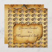 MARDI GRAS MASQUERADE MASKS Classy Parchment Kaart (Voorkant / Achterkant)