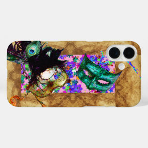 MARDI GRAS MASQUERADE parchment confetti iPhone 16 Plus Hoesje