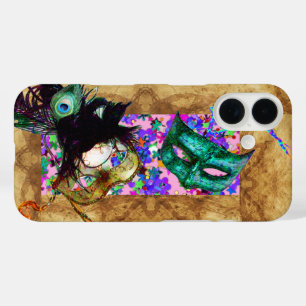 MARDI GRAS MASQUERADE parchment confetti iPhone 16 Hoesje