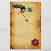 MARDI GRAS MASQUERADE Parchment Wax Seal Monogram Briefpapier (Voorkant)