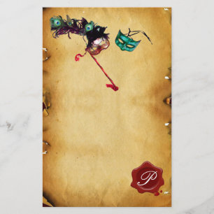 MARDI GRAS MASQUERADE Parchment Wax Seal Monogram Briefpapier