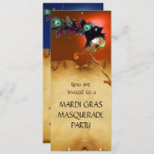 MARDI GRAS MASQUERADE PARTIJ, blauw sinaasappel Kaart (Voorkant / Achterkant)