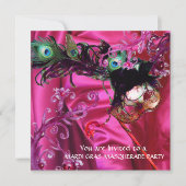 MARDI GRAS MASQUERADE PARTIJ, FUCHSIA SILK CLOTH KAART (Voorkant)