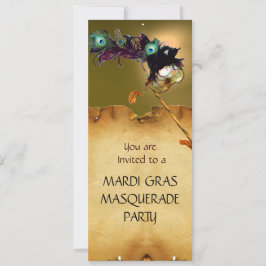 MARDI GRAS MASQUERADE PARTIJ Geel groen zwart Kaart