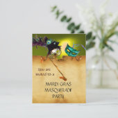 MARDI GRAS MASQUERADE PARTIJ, geel Kaart (Staand voorkant)