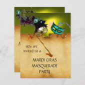 MARDI GRAS MASQUERADE PARTIJ, geel Kaart (Voorkant / Achterkant)