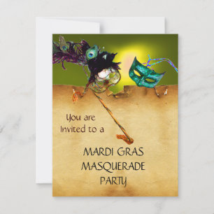 MARDI GRAS MASQUERADE PARTIJ, geel Kaart