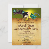 MARDI GRAS MASQUERADE PARTIJ, Geel sinaasappel Kaart (Achterkant)
