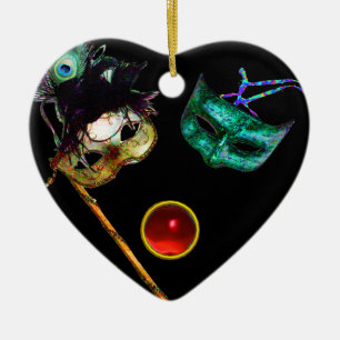 MARDI GRAS MASQUERADE PARTIJ, Gem Stones Keramisch Ornament