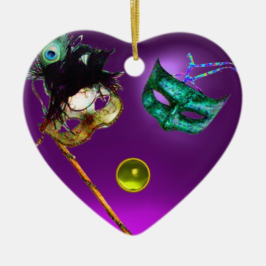 MARDI GRAS MASQUERADE PARTIJ, Gem Stones Keramisch Ornament (Voorkant)