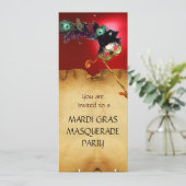 MARDI GRAS MASQUERADE PARTIJ, rood Kaart (Staand voorkant)
