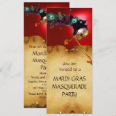 MARDI GRAS MASQUERADE PARTIJ, rood Kaart (Voorkant / Achterkant)