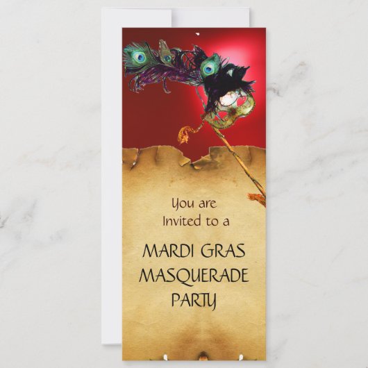 MARDI GRAS MASQUERADE PARTIJ, rood Kaart (Voorkant)