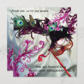 MARDI GRAS MASQUERADE PARTIJ, WITTE SILK CLOTH KAART (Voorkant / Achterkant)