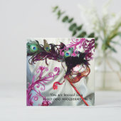 MARDI GRAS MASQUERADE PARTIJ, WITTE SILK CLOTH KAART (Staand voorkant)