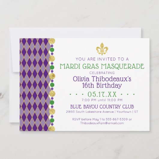 Mardi Gras | Masquerade Party Kaart (Voorkant)