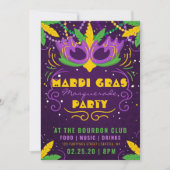 Mardi Gras Masquerade Party Kaart (Voorkant)