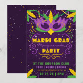 Mardi Gras Masquerade Party Kaart (Voorkant / Achterkant)