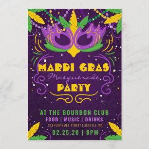 Mardi Gras Masquerade Party Kaart