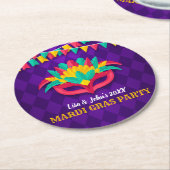Mardi Gras Masquerade Party Ronde Kartonnen Onderzetter (Gebogen)