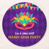 Mardi Gras Masquerade Party Ronde Kartonnen Onderzetter (Voorkant)