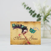MARDI GRAS MASQUERADE-perkament Briefkaart (Staand voorkant)