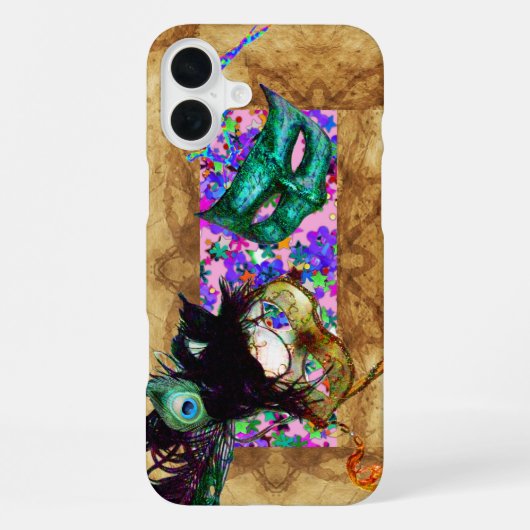 MARDI GRAS MASQUERADE perkament confetti iPhone Hoesje (Achterkant)