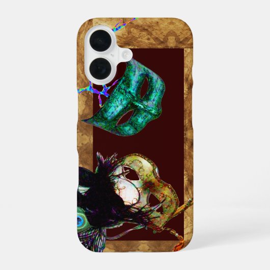 MARDI GRAS MASQUERADE perkament iPhone 16 Hoesje (Achterkant)