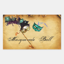 MARDI GRAS MASQUERADE-perkament Rechthoekige Sticker