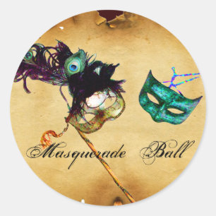 MARDI GRAS MASQUERADE-perkament Ronde Sticker