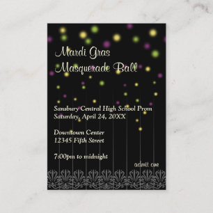 Mardi Gras masquerade prom Visitekaartje