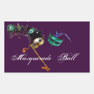 MARDI GRAS MASQUERADE RECHTHOEKIGE STICKER