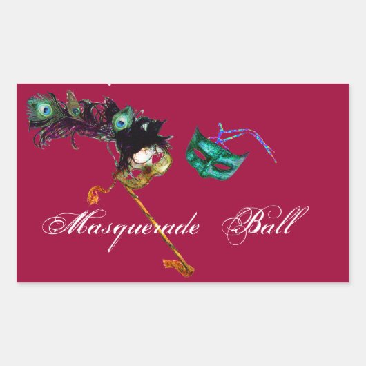 MARDI GRAS MASQUERADE RECHTHOEKIGE STICKER (Voorkant)