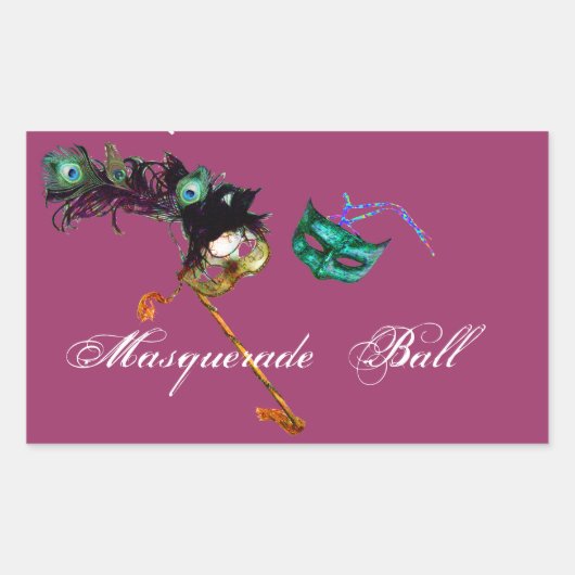 MARDI GRAS MASQUERADE RECHTHOEKIGE STICKER (Voorkant)
