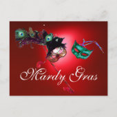 MARDI GRAS MASQUERADE, rood Briefkaart (Voorkant)