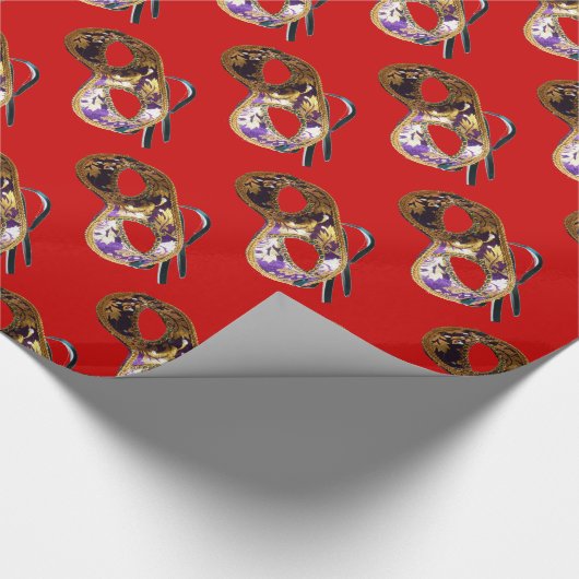 MARDI GRAS MASQUERADE rood Cadeaupapier (Hoek)