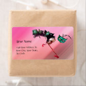 MARDI GRAS MASQUERADE roze fuchsia blauw zwarte zi Etiket (Insitu)