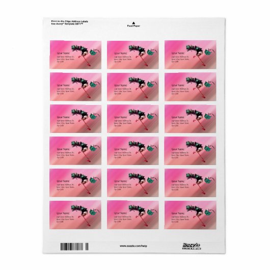 MARDI GRAS MASQUERADE roze fuchsia blauw zwarte zi Etiket (Full Sheet)