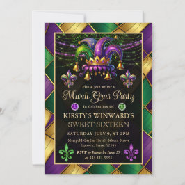 Mardi Gras Masquerade Sweet Sixteen Kaart