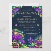 Mardi Gras Masquerade Sweet Sixteen Kaart (Voorkant)