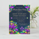 Mardi Gras Masquerade Sweet Sixteen Kaart (Staand voorkant)