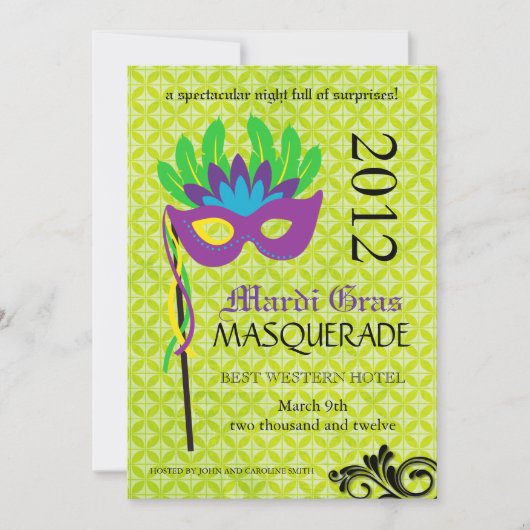 Mardi Gras Masquerade Uitnodiging (Voorkant)