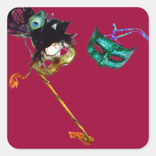 MARDI GRAS MASQUERADE VIERKANTE STICKER (Voorkant)