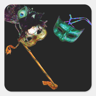MARDI GRAS MASQUERADE VIERKANTE STICKER
