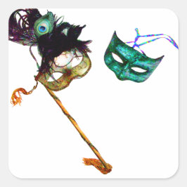 MARDI GRAS MASQUERADE VIERKANTE STICKER
